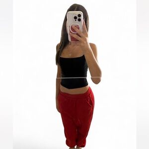 size small red sweatpants